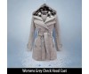 Womens Grey Check Hood Coat